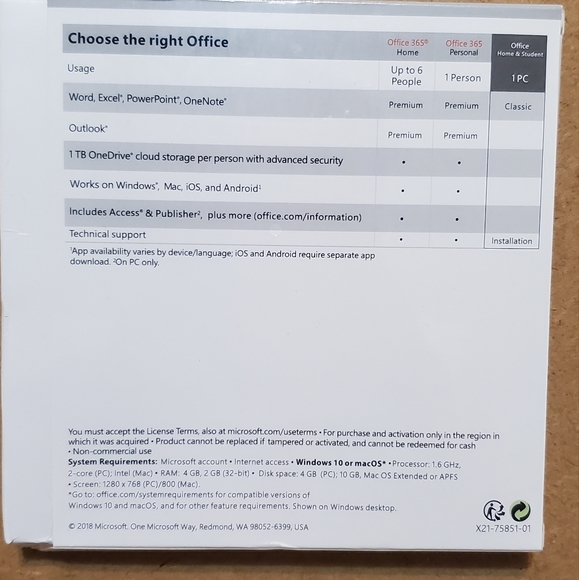 NWT- Microsoft office 2019 Home & Student. - Picture 2 of 6